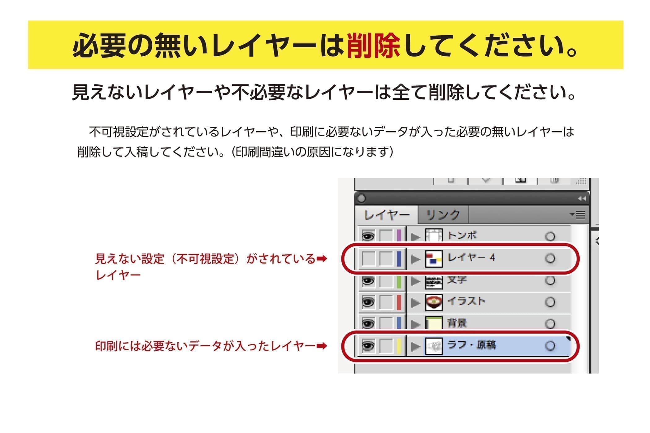 必要の無いレイヤーは削除してください。