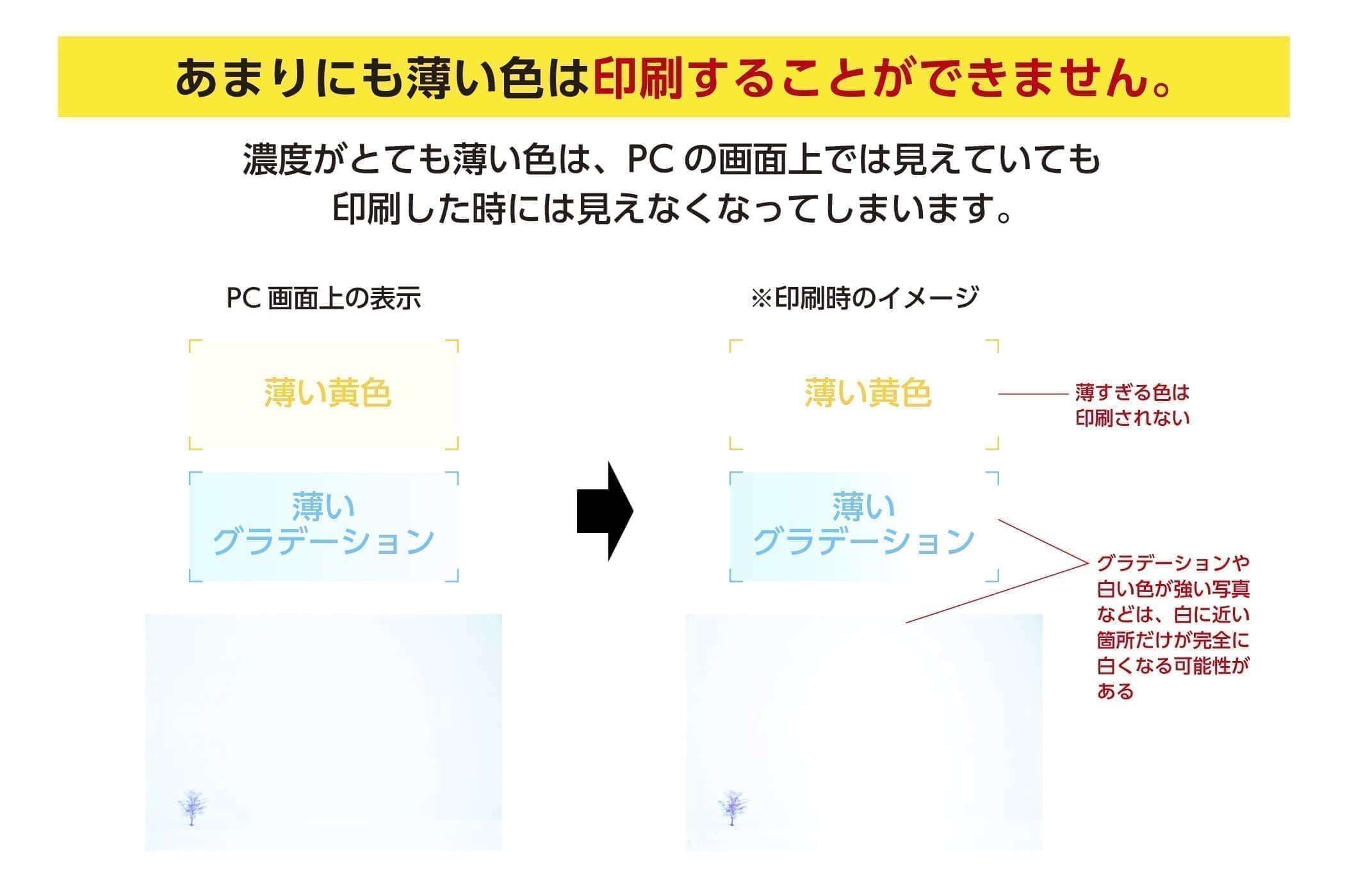 あまりにも薄い色は印刷することができません。